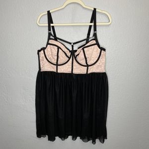 Torrid Mesh Underwire Babydoll Black Pink Size  2